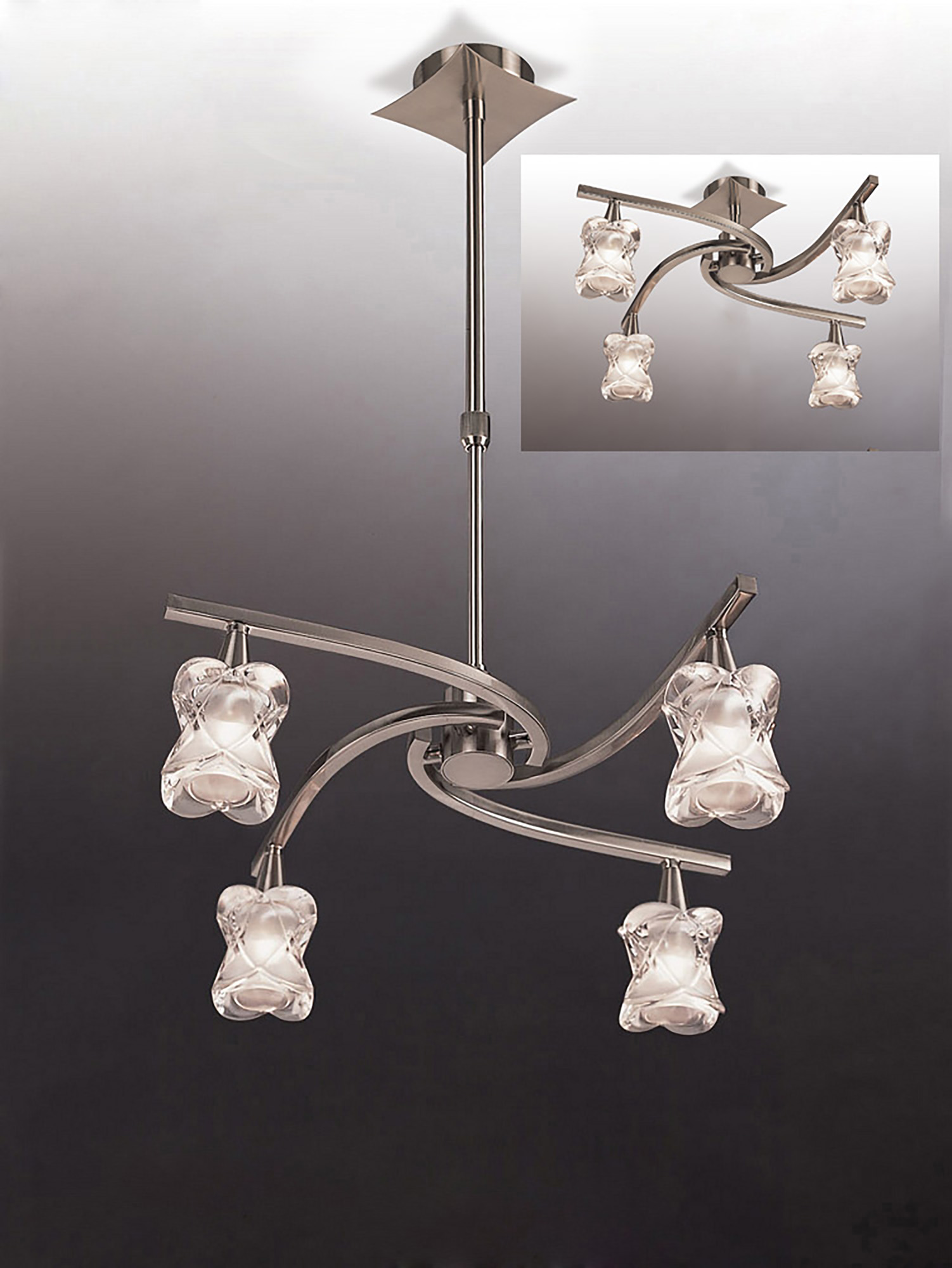 Rosa Satin Nickel Ceiling Lights Mantra Multi Arm Fittings
